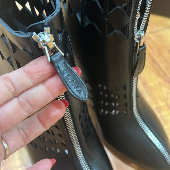 Alaia Leather Lazer Cut Booties - Picture 8 of 12